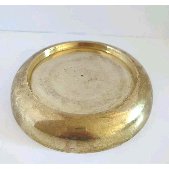 Unbranded Other - Vintage Brass Pillar Candle Holder Round Patina Finish 5in Mid Century Modern